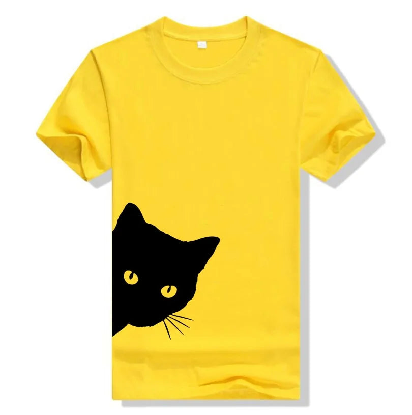 Cat Looking Out Side Print Women's T-shirt