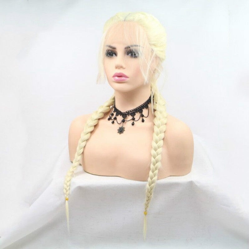 Long Section With Bangs Double Ponytail Fishbone Braid Wig