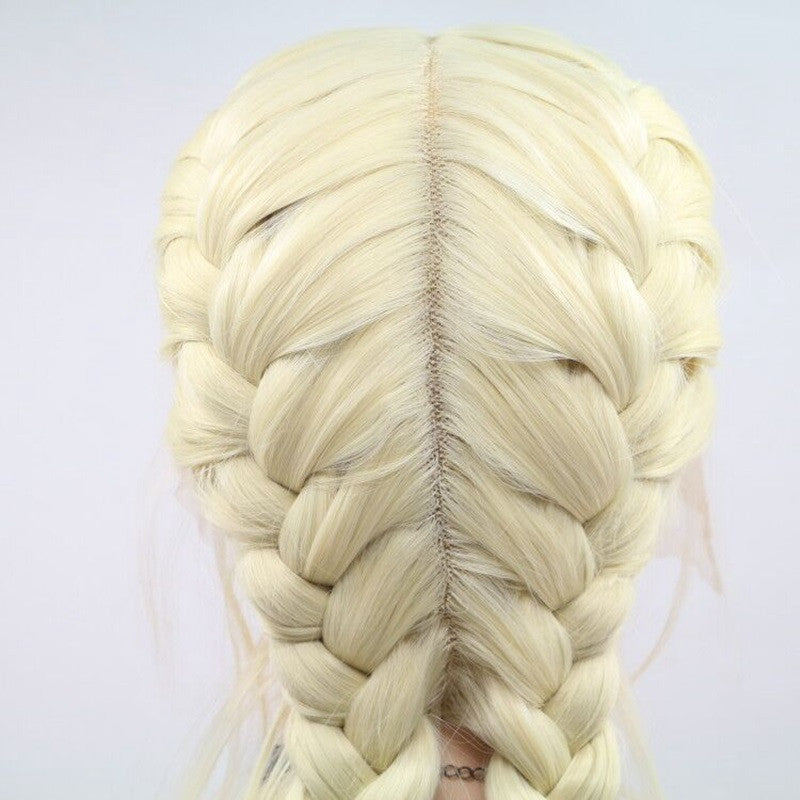 Long Section With Bangs Double Ponytail Fishbone Braid Wig