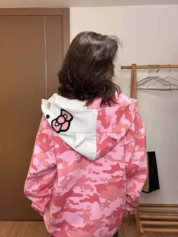 Hello Kitty Camo Zip Up Hoodie