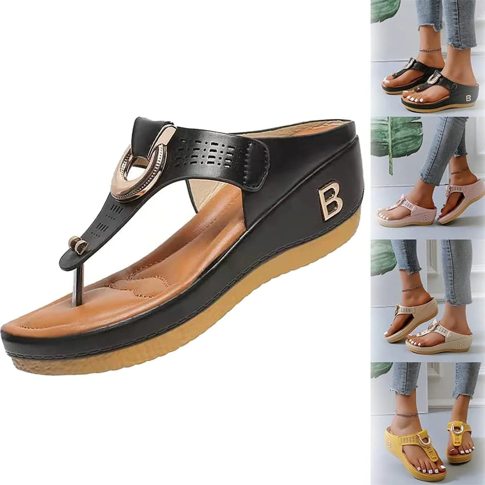 Low-Wedge Women Orthopedic Sandals Casual Flat Shoes Flip Flops Ladies Anti-Slip