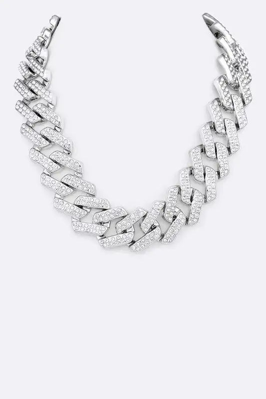 Crystal Pave Chunky Chain Iconic Necklace