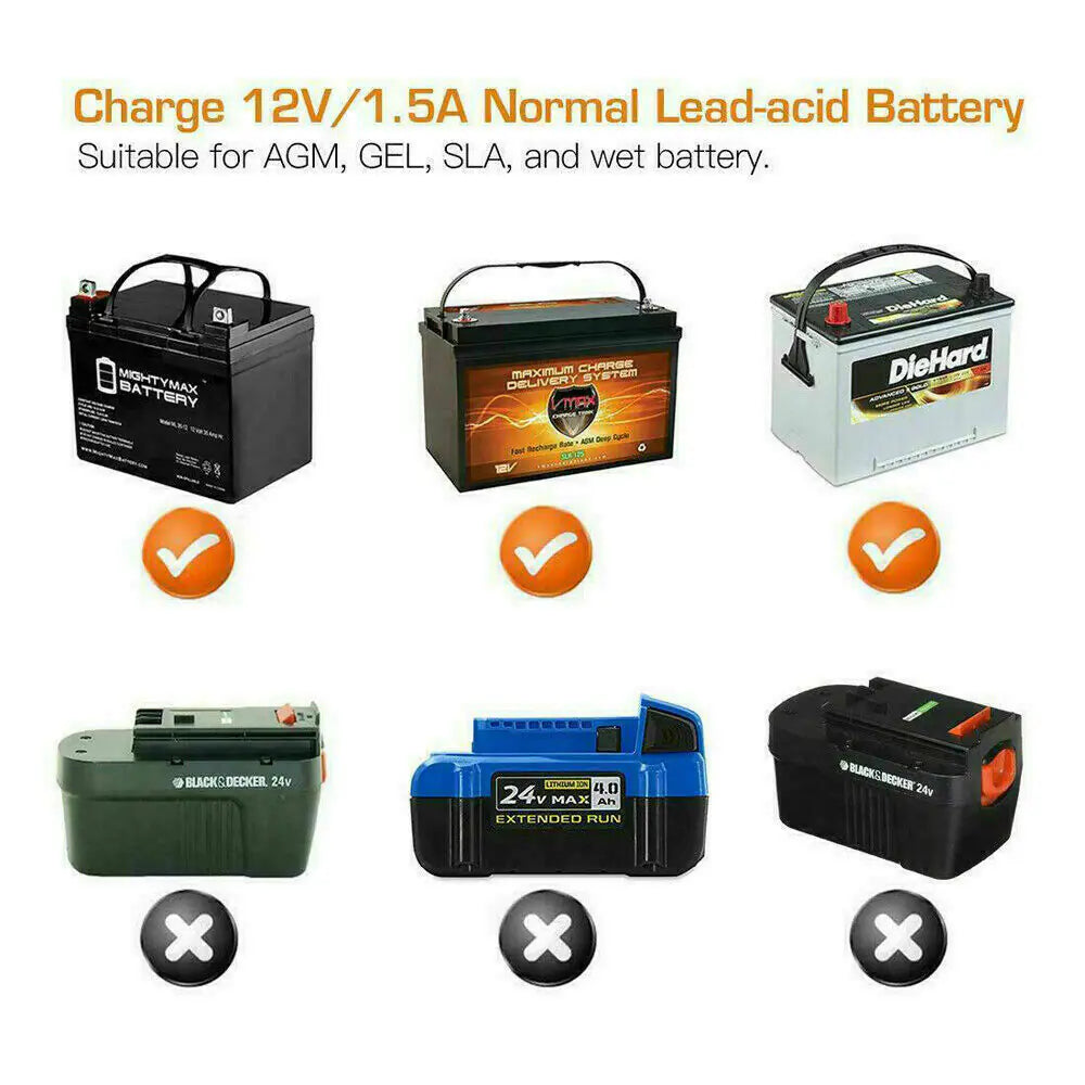 1500mAh Automatic Smart Battery Charger 12V Portable Car Auto Trickle Maintainer