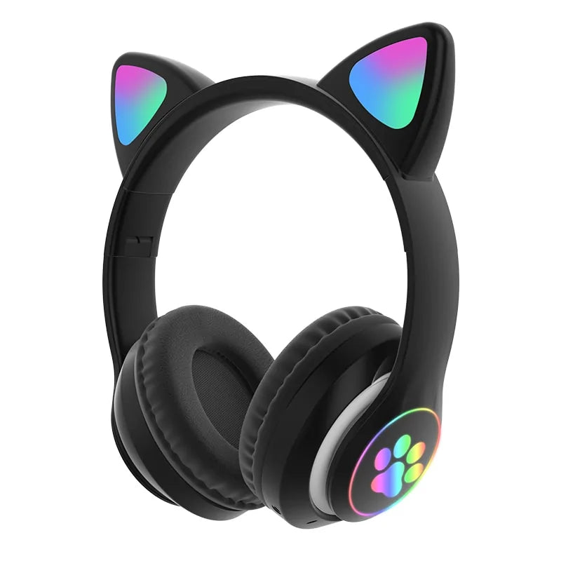 LED Cat Ear Bluetooth 5.0 Headphones with Noise Cancelling and TF Card Support