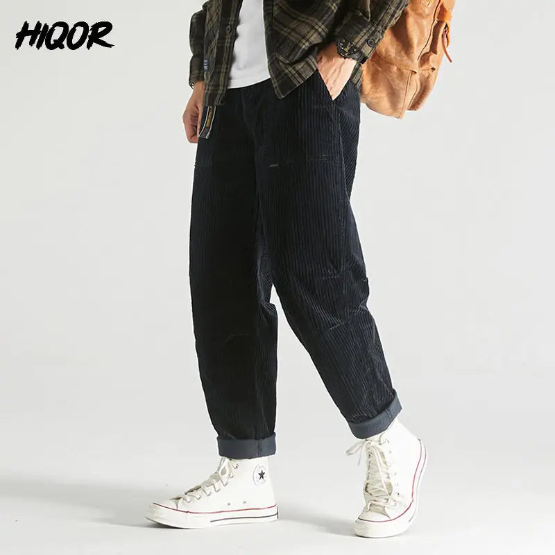 Loose Corduroy Male Cargo Pants