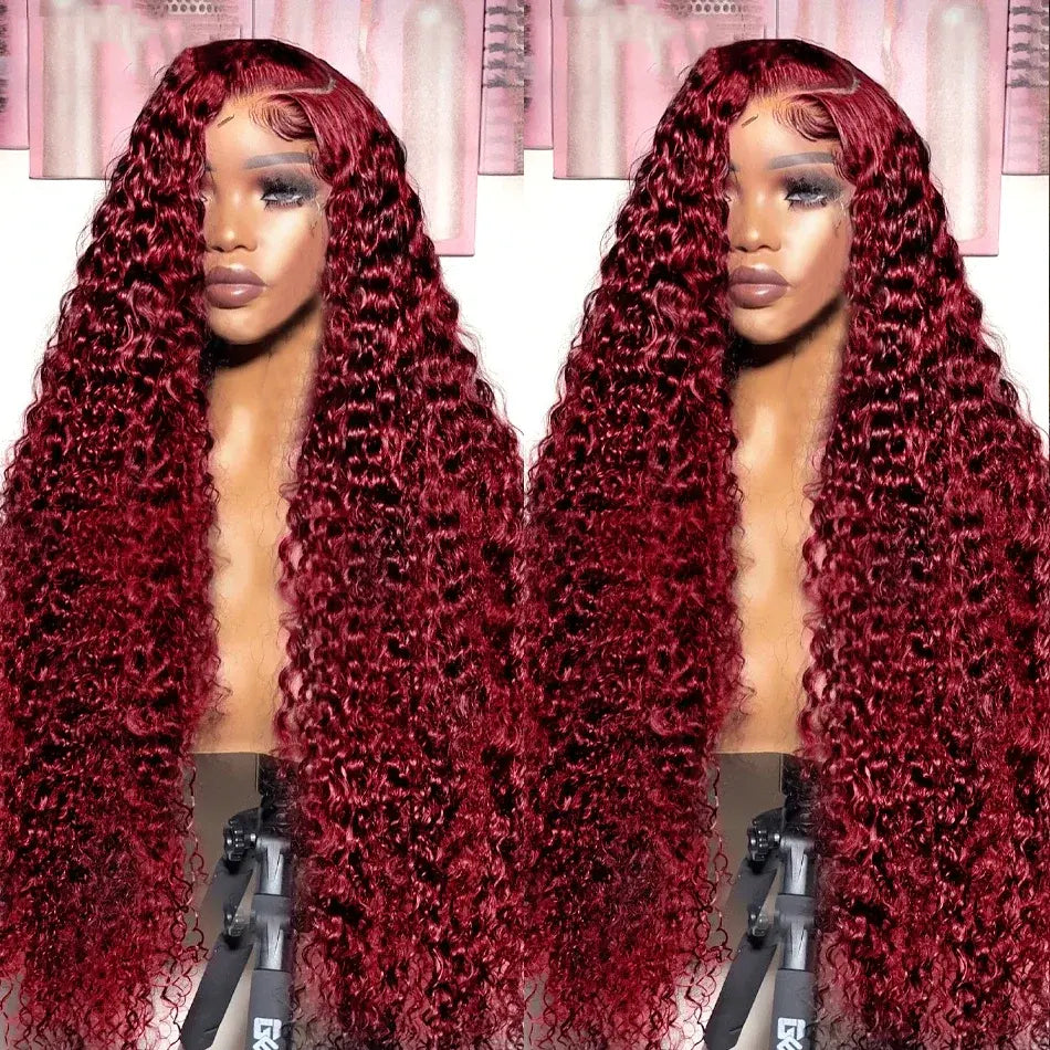 Transparent Lace Front Wig: Deep Remy Human Hair, 99J Burgundy