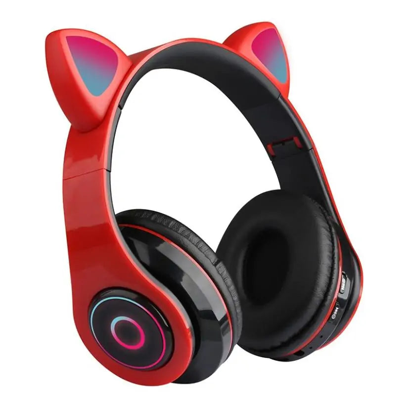 LED Cat Ear Bluetooth 5.0 Headphones with Noise Cancelling and TF Card Support