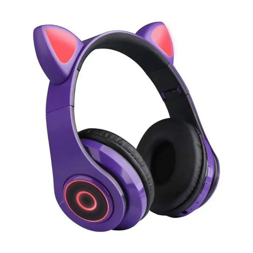 LED Cat Ear Bluetooth 5.0 Headphones with Noise Cancelling and TF Card Support