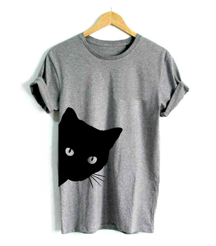 Cat Looking Out Side Print Women's T-shirt