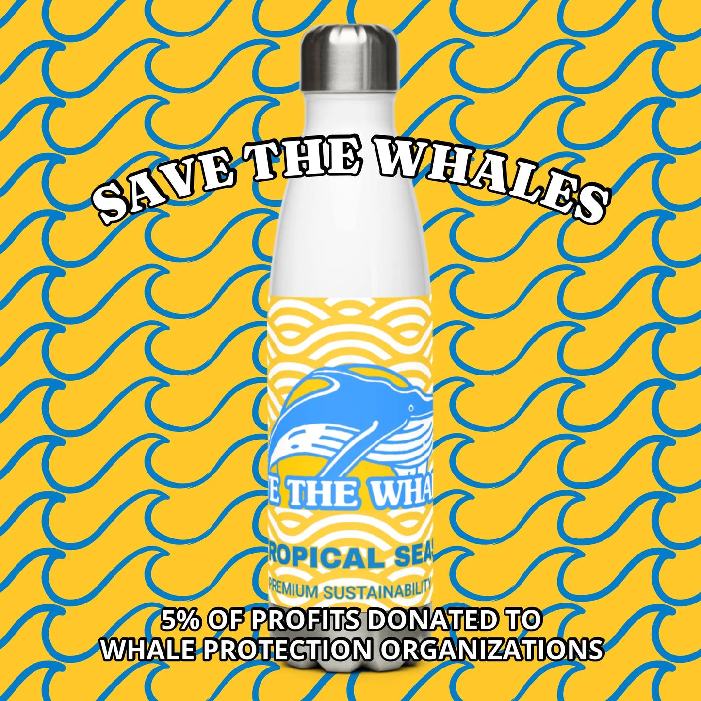 Save the Whales Stainless Steel Water Bottle