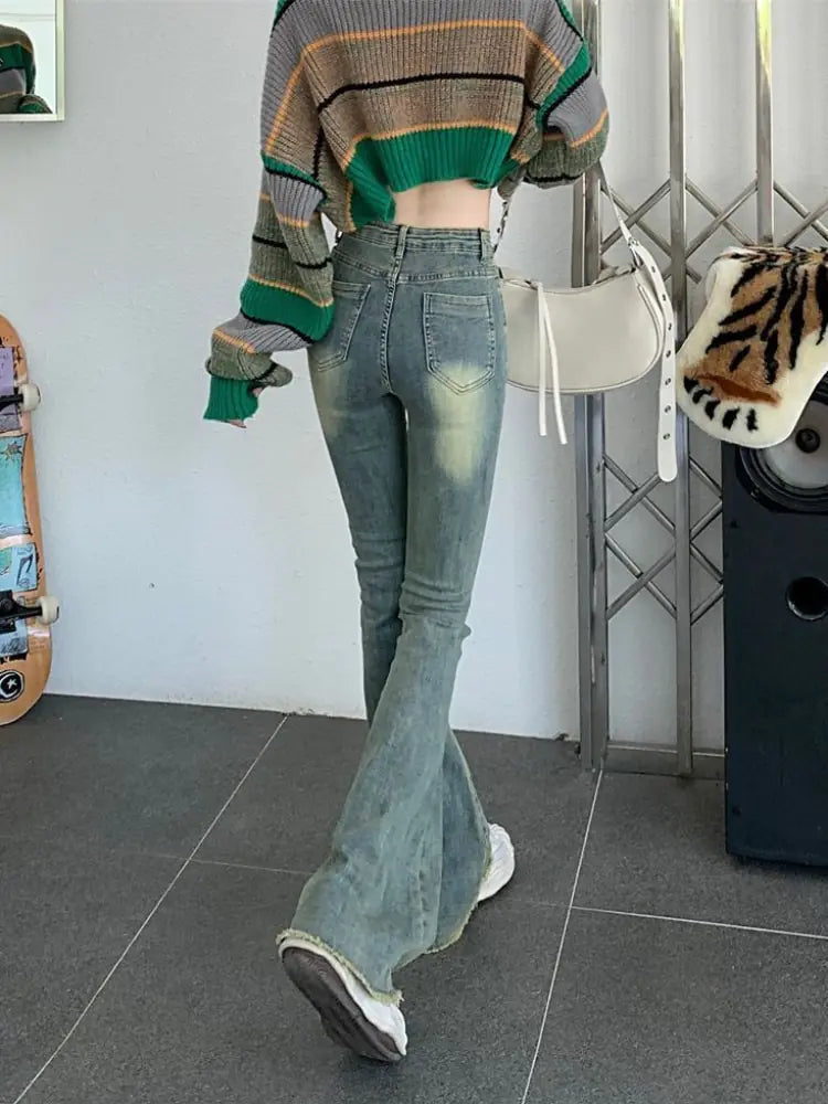 Flare Jeans Women Skinny High Waist Aesthetic Y2k