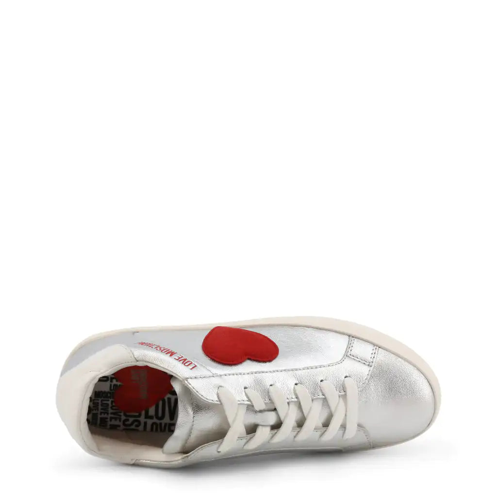 Love Moschino Silver Heart Sneakers