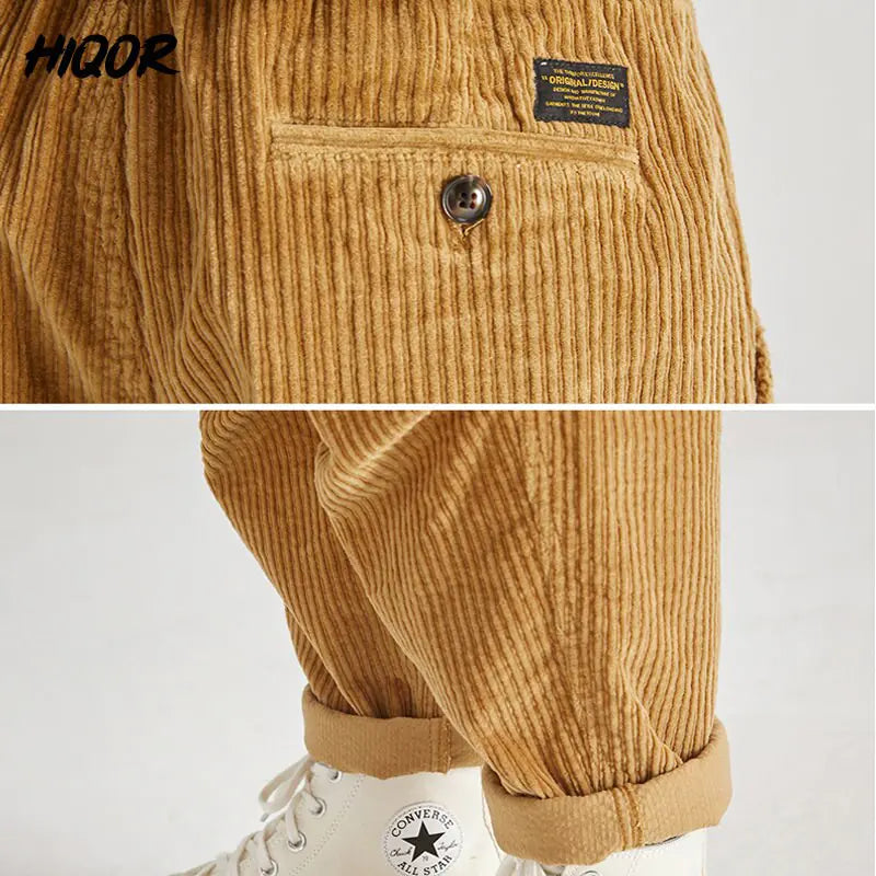 Loose Corduroy Male Cargo Pants