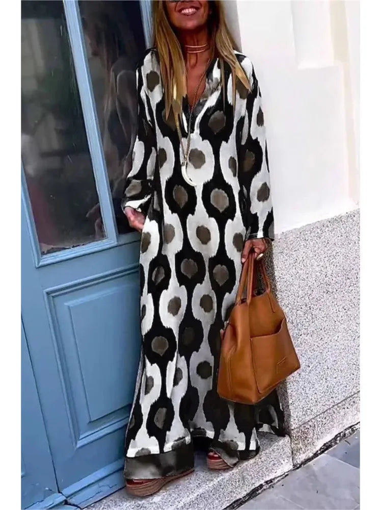 Geometric Maxi Split Dress