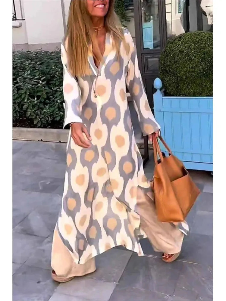 Geometric Maxi Split Dress