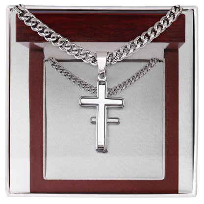 Artisan Cross Necklace on Cuban Chain