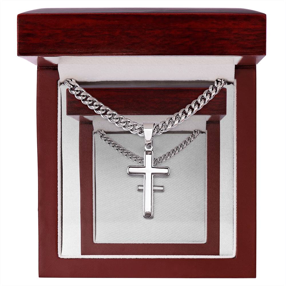 Artisan Cross Necklace on Cuban Chain