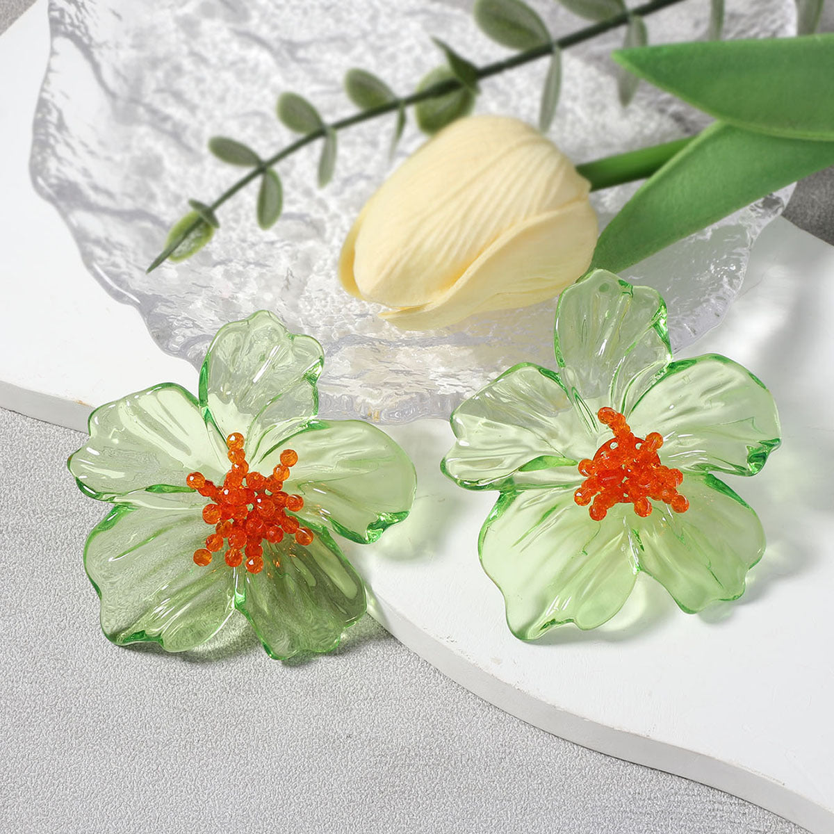 Exaggerated Fashion Acrylic Transparent Flower Stud Earrings