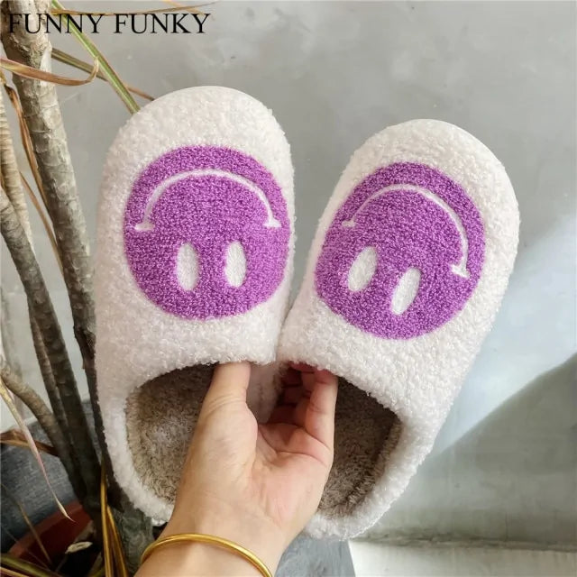 Smile Face  Faux Fur Slippers