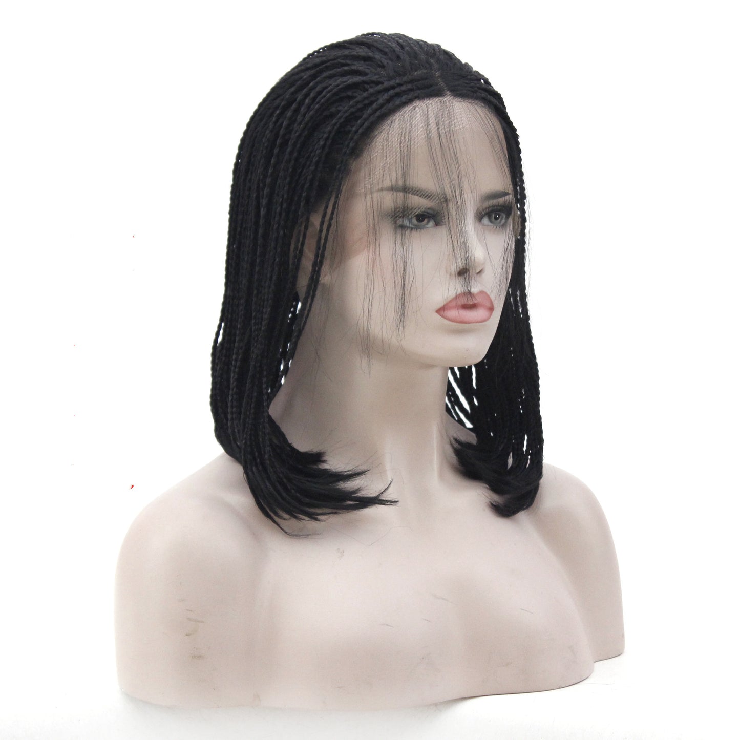 African Chemical Fiber Wig, Front Lace 3-strand Pigtail Headgear