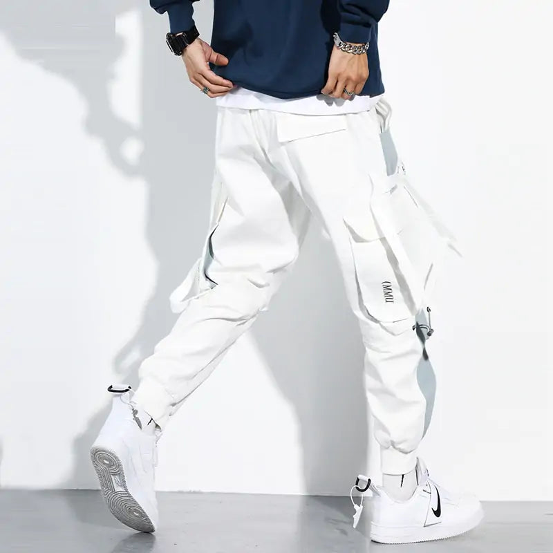 Joggers Men Ribbons Cargo Pants