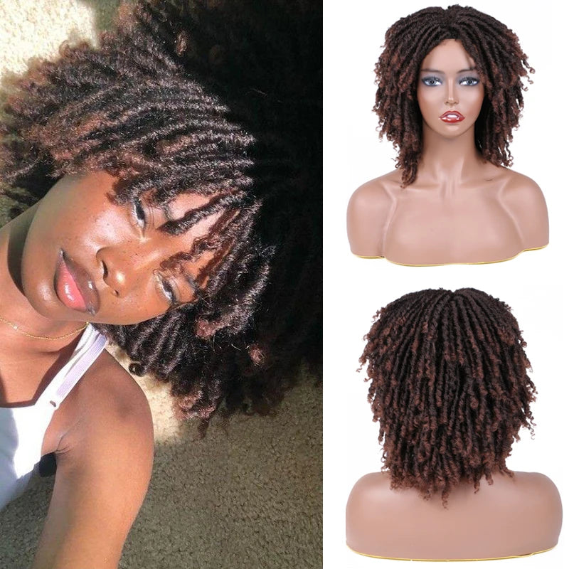 6-Inch Synthetic Lace Front Faux Locs Wig