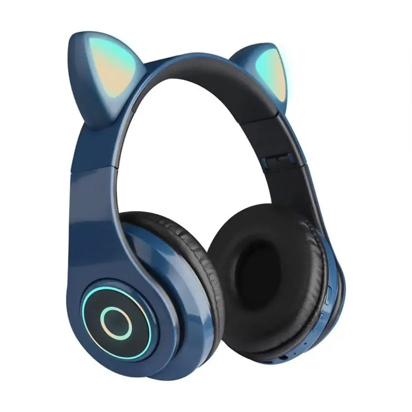 LED Cat Ear Bluetooth 5.0 Headphones with Noise Cancelling and TF Card Support