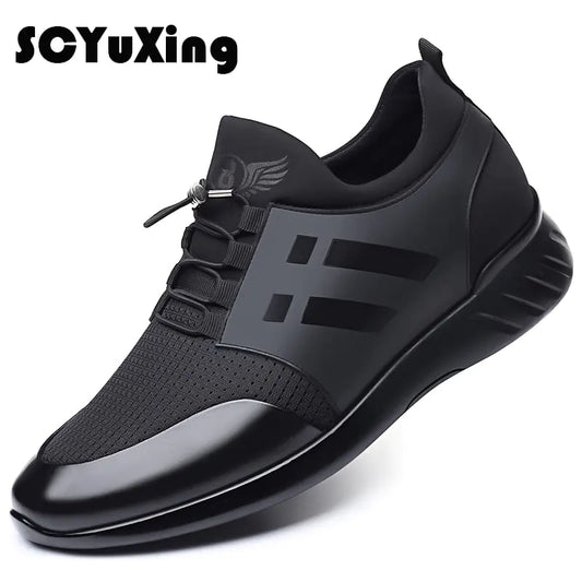 Men&#39; s Shoes Quality Lycra+ Cow Leather Shoes Brand