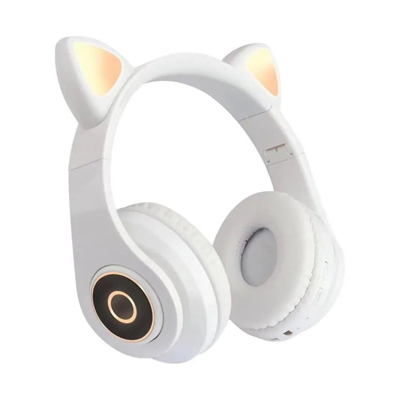 LED Cat Ear Bluetooth 5.0 Headphones with Noise Cancelling and TF Card Support