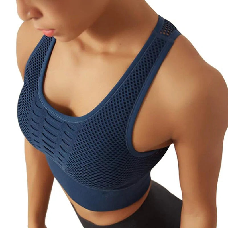 Mesh Breathable Push-Up Sports Bra for Women