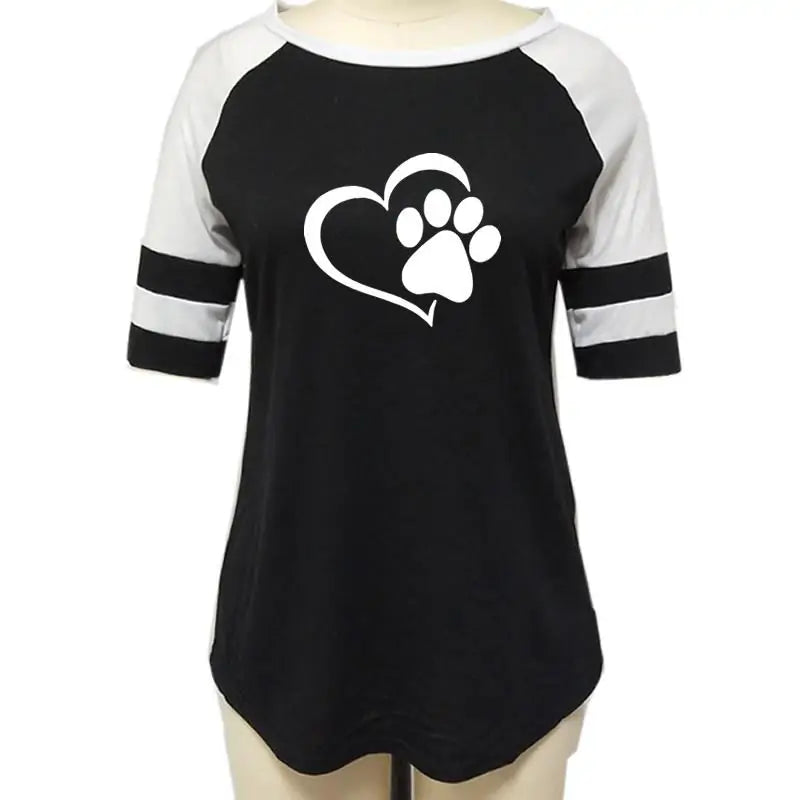 Dog Paw Print T-shirt for Woman