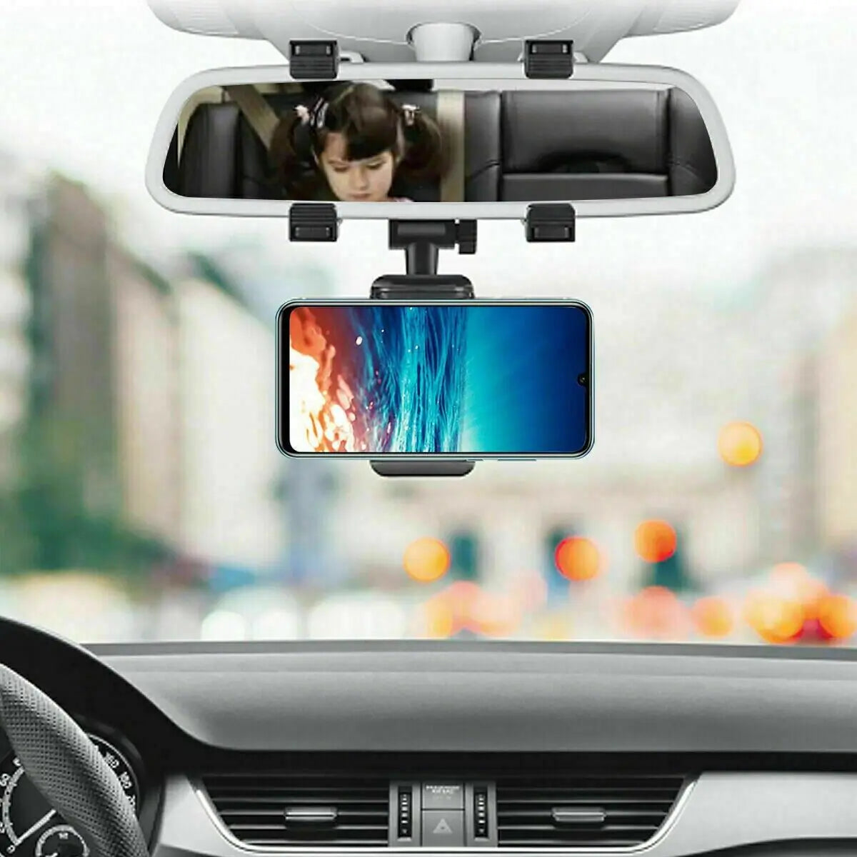 Universal 360 Rotation Car Rear View Mirror Mount Stand GPS Cell Phone Holder US