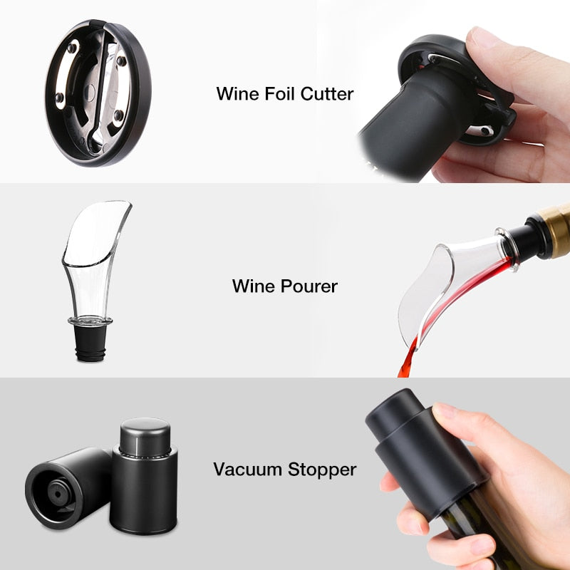 This electric wine opener features a foil cutter, fits most standard wine bottle sizes, and can open your wine in 6-8 seconds.